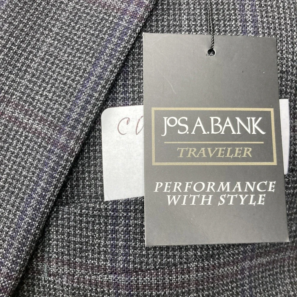 Jos A Bank Men's Blazer Sportcoat 44L Tailored Fit Check Grey